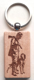 Porte-Clef Chasseur en  Bois Gravé au Laser - Cadeau Passionné de Chasse