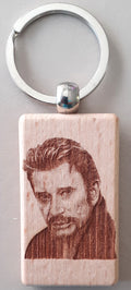 Porte-Clef Johnny Hallyday en Bois Gravé - Cadeau Fan du Taulier