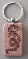 Porte-Clef Dragon en Bois Gravé au Laser - Cadeau Fantastique Original