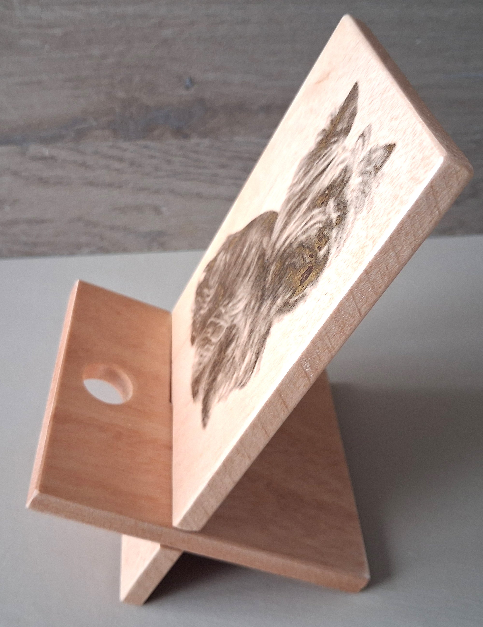 support telephone  avec motif chien yorkshire