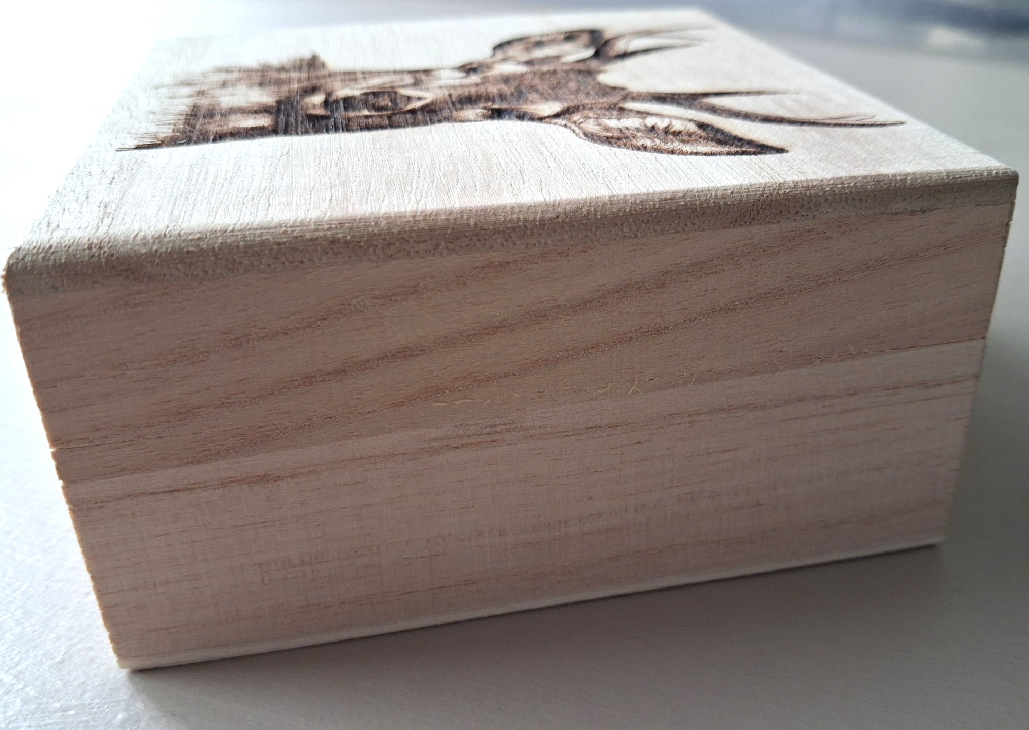 boite en bois gravé du chevreuil