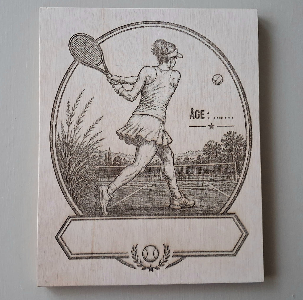 Plaque tennis  femme Gravure personnalisée